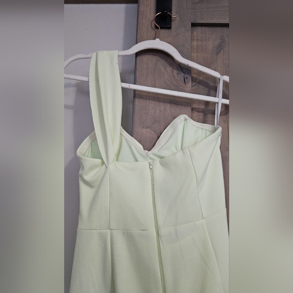 ASOS DESIGN bardot cut-out detail wrapfishtail maxi dress in washed lime.8 NWOT - Picture 11 of 15